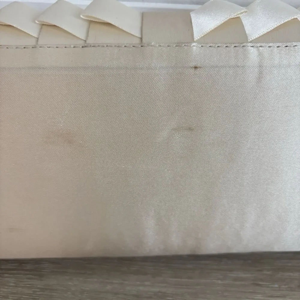 Jessica McClintock Evening Bag Champagne Satin Clutch  Strap Wedding READ